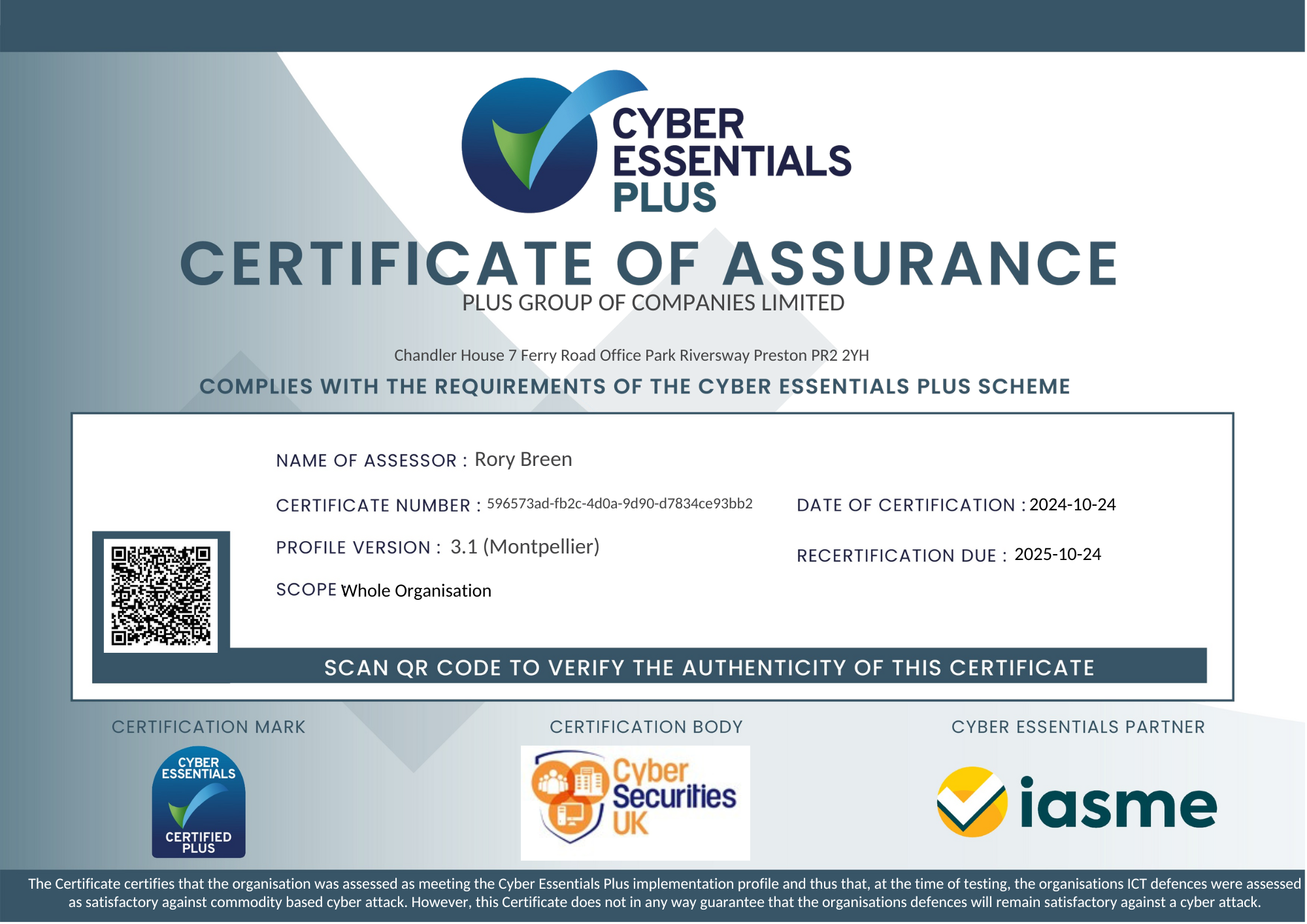 CE+ Certificate